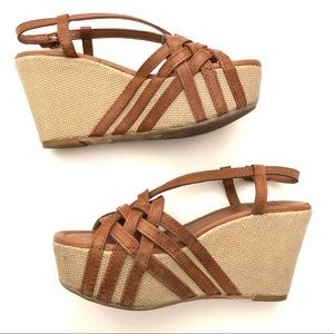 Lucky Brand Stacey Wedge Platform Strappy Leather Sandals  7.5